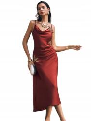 Shein Xs Barna Szatén Ruha