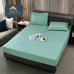 Jojo Home Husa de Pat Impermeabila cu Elastic si 2 Fete de Perna 50x70cm, 160 180x200cm, Verde Deschis-D127 (D127.1)