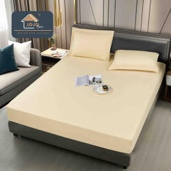 Jojo Home Husa de Pat Impermeabila cu Elastic si 2 Fete de Perna 50x70cm, 160 180x200cm, Crem-D126 (D126)