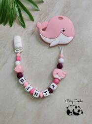 Baby Panda Névre szóló rágcsalánc - Bálna - rózsaszín