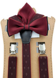 CGM Bordó jacquard nadrágtartó bordó-fekete csokornyakkendővel (Szelka żakrdowa - mucha)