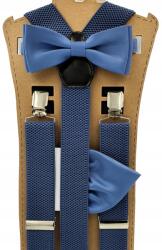 CGM Kék nadrágtartó és kék legyező mintával (Szelka jednolita - mucha z poszetką)