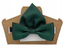 CGM Üvegzöld csokornyakkendő fekete alapon, zsebkendővel (M3/68/1/POSZETKA)