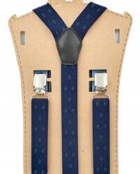 CGM Sötétkék, zsakárd mintás, kék rombuszos nadrágtartó (Szelka żakrdowa - jakościowa)