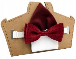 CGM Gyerek csokornyakkendő bordó-fekete pöttyös (Mucha chłopięca w groszki z poszetką)