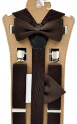 CGM Barna sötét nadrágtartó sötétbarna legyező mintás (Szelka jednolita - mucha z poszetką)