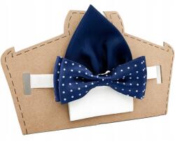 CGM Gyerek csokornyakkendő sötétkék-fehér pöttyös párnahuzat (Mucha chłopięca w groszki z poszetką)