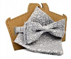 CGM Ezüst-szürke légy mintás szett (Mucha żakardowa z poszetką w komplecie)