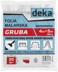 Deka Védőfólia Festéshez, Építéshez, Vastag, Átlátszó 4X5M 450G (5908235756813)