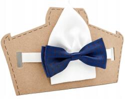 CGM Gyerek csokornyakkendő sötétkék bordó pöttyös párnahuzat (Mucha chłopięca w groszki z poszetką)