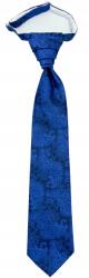 CGM Musznik nyakkendő vízeséses szabással, búzavirágkék zafír színben, zsebkendővel (MK/51)