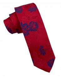 CGM Jacquard nyakkendő piros-kék virágmintás (K2LUX/8)