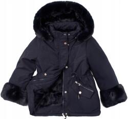  Sötétkék téli kabát nagyon meleg szőrme parka pehely szintetikus 4 116 (MI-01A)