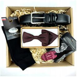 CGM Ajándék férfiaknak Elegáns öv Jacquard bőr legyező és zokni (M3:ŻAK-100/S-734603)