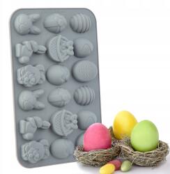 Brunbeste Szilikon Forma Csokoládékhoz, Zselékhez, Bonbonokhoz, Cukorkákhoz, Húsvéti Nyúl és Tojás Mintával (BB-3608)