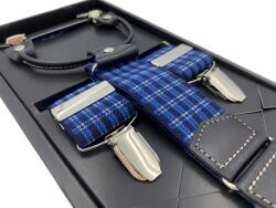 CGM Kék-fekete Bőrrel Kombinált Férfi Nadrágtartó