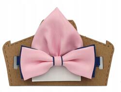 CGM Rózsaszín-tengerészkék matt csokornyakkendő díszzsebkendővel (M3/17/64/WYP)