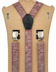 CGM Bordó-fehér melírozott, jacquard nadrágtartó (Szelka żakrdowa - tkana guma)