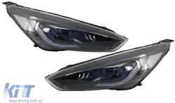 KITT Fényszórók LED nappali menetfénnyel Ford Focus III Mk3 jobbkormányos (2015-2017) Bi-Xenon dizájn dinamikus futófényes irányjelyzőkkel Demon kinézet (HLFFMK3RHD)