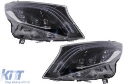 KITT Teljes LED Első Lámpa Mercedes V-osztály W447 2016-2020 modellekhez, fekete (HLMBW447VL)