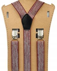 CGM Fehér-bordó melange mintás, jacquard nadrágtartó (Szelka żakrdowa - tkana guma jakościowa)