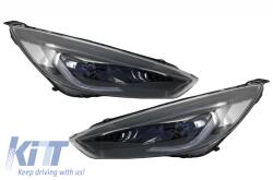 KITT Első lámpák LED DRL Ford Focus III Mk3 (2015-2017) Bi-Xenon Design dinamikus folyású irányjelző lámpák démon kinézet (HLFFMK3)