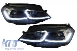 KITT LED Első lámpák VW Golf 7 VII (2012-2017) RHD Facelift G7.5 GTI kinézet dinamikus, sorozatos irányjelző lámpák (HLVWG7FRRHD)