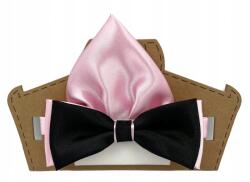 CGM Fekete-rózsaszín, fényes csokornyakkendő díszzsebkendővel (M3/1/17/POŁ/WYP)