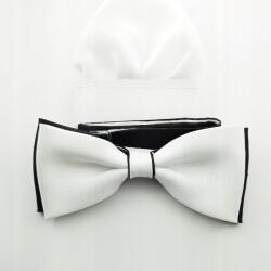 CGM Fekete-fehér Csokornyakkendő Fehér Díszkendővel (Mplus/27/1)