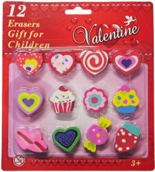  Valentin-napi radír szett (kb. 2, 5x3cm), 12 db/szett (KGG-910045) - officetrade