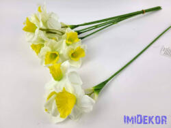  Nárcisz 3 fejes selyem szálas 37 cm - Törtfehér-Sárga