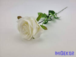 Nyíló rózsa szálas selyemvirág 60 cm - Törtfehér