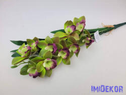  Gumis mű cymbidium orchidea levéllel 54cm - Zöldes