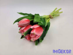  Élethű gumi tulipán 7 szálas mix köteg 28 cm - Erős Rózsaszín