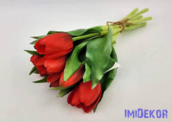  Élethű gumi tulipán 7 szálas mix köteg 28 cm - Piros