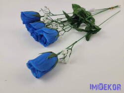  Bimbós rózsa szálas selyemvirág 50 cm - Kék