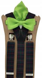 CGM Hevederek zöld skót kockás légy mintás (Zielona szkocka krata - mucha z poszetką)