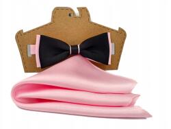 CGM Fekete-rózsaszín csokornyakkendő, fényes (Mucha)