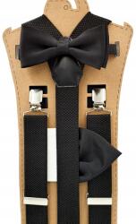 CGM Fekete nadrágtartó fekete legyezővel és fekete huzattal (Szelka jednolita - mucha z poszetką)