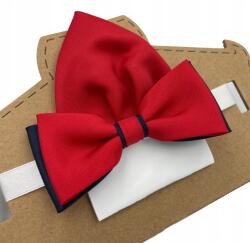 CGM Piros-sötétkék gyermek csokornyakkendő zsebkendővel (M1/13/18/POSZETKA13/DZIECKO)