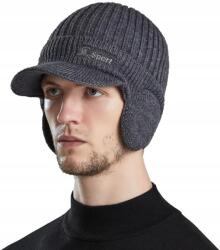  Meleg Téli Sapka Baseball Sapkával És Fülvédővel Férfi Bélelt Fülvédő, Szürke (CIEPŁA CZAPKA ZIMOWA Z DASZKIEM)