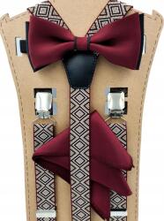 CGM Bordó-bézs nadrágtartó bordó-fekete légy mintás (Szelka żakrdowa - mucha)