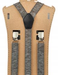 CGM Barna-fehér melírozott, jacquard nadrágtartó (Szelka żakrdowa - tkana guma)