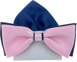 CGM Rózsaszín-sötétkék Csokornyakkendő Sötétkék Háromszög Zsebkendő (M3 1764)