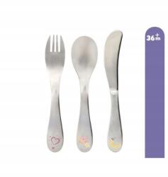 Kiokids Rozsdamentes acél evőeszközkészlet, 3 darabos, rózsaszín (8445344029492)