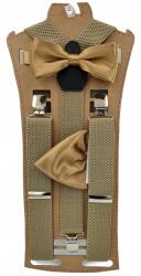 CGM Bézs legyező nadrágtartó, óarany, fényes (Szelka jednolita - mucha z poszetką)