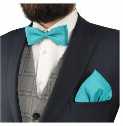 CGM Türkizzöld tengerzöld színű csokornyakkendő háromszög alakú díszzsebkendővel (M3 / 20)