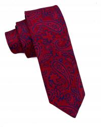 CGM Jacquard nyakkendő piros-kék paisley mintás (K2LUX/13)