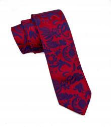 CGM Jacquard nyakkendő piros-kék virágmintás (K2LUX/18)