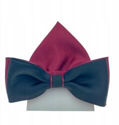 CGM Sötétkék-bordó Csokornyakkendő, Bordó Háromszög Mintával (64_11)